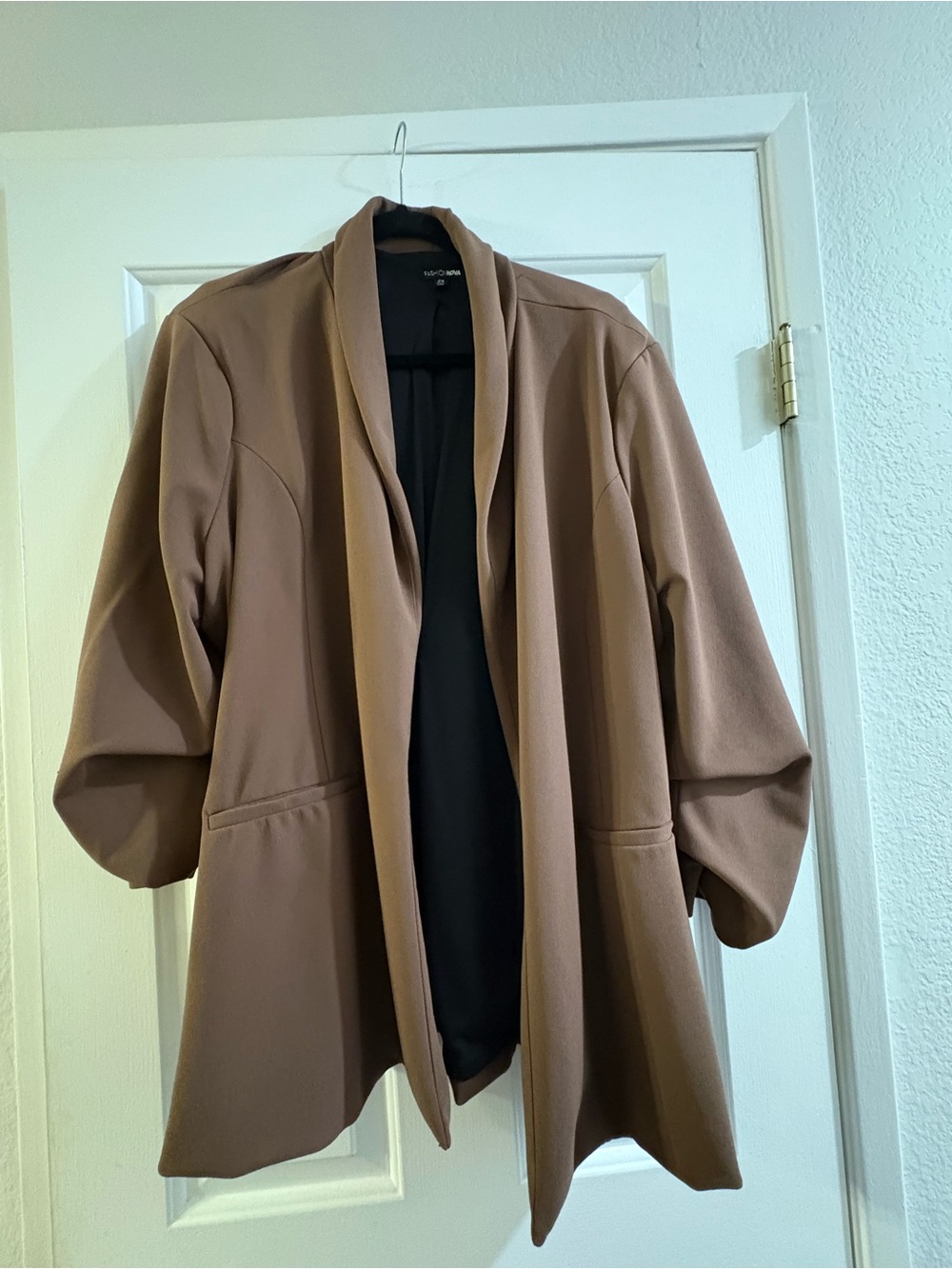 Fashion Nova Women's Open Front Blazer Jacket - Camel Brown
